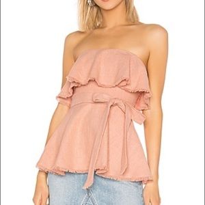 Lovers + Friends Strapless Pink Peplum Top Size M NWT